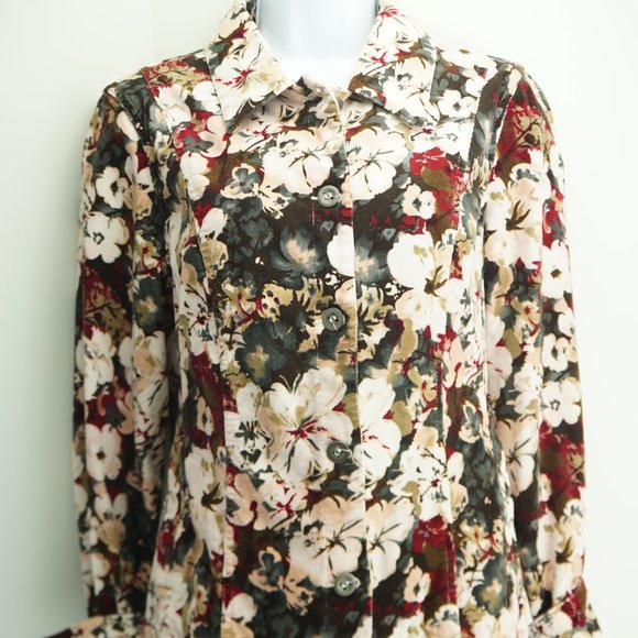 Christopher & Bank Jacket Coat Womens Size Mediuam Buttons Fly Floral - Picture 1 of 4